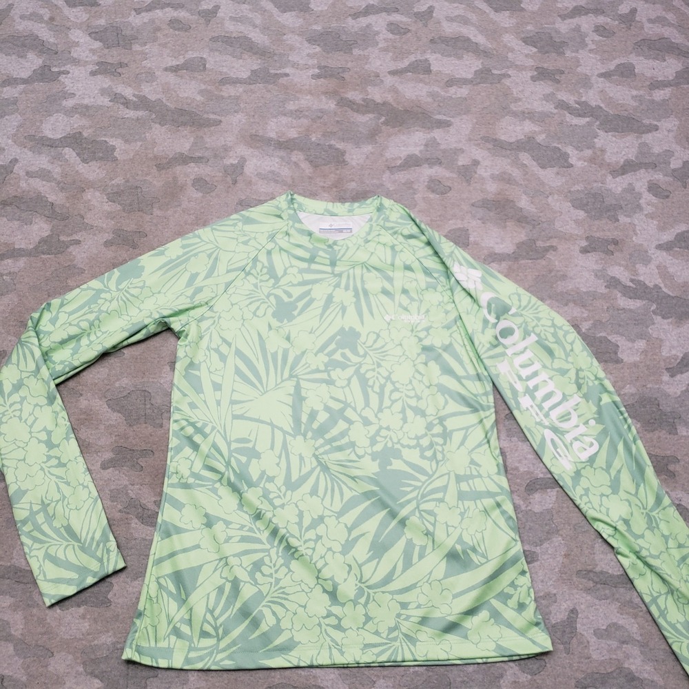 Columbia Top Womens XS Green PFG Fishing Outdoors Travel Pullover Long Sleeve